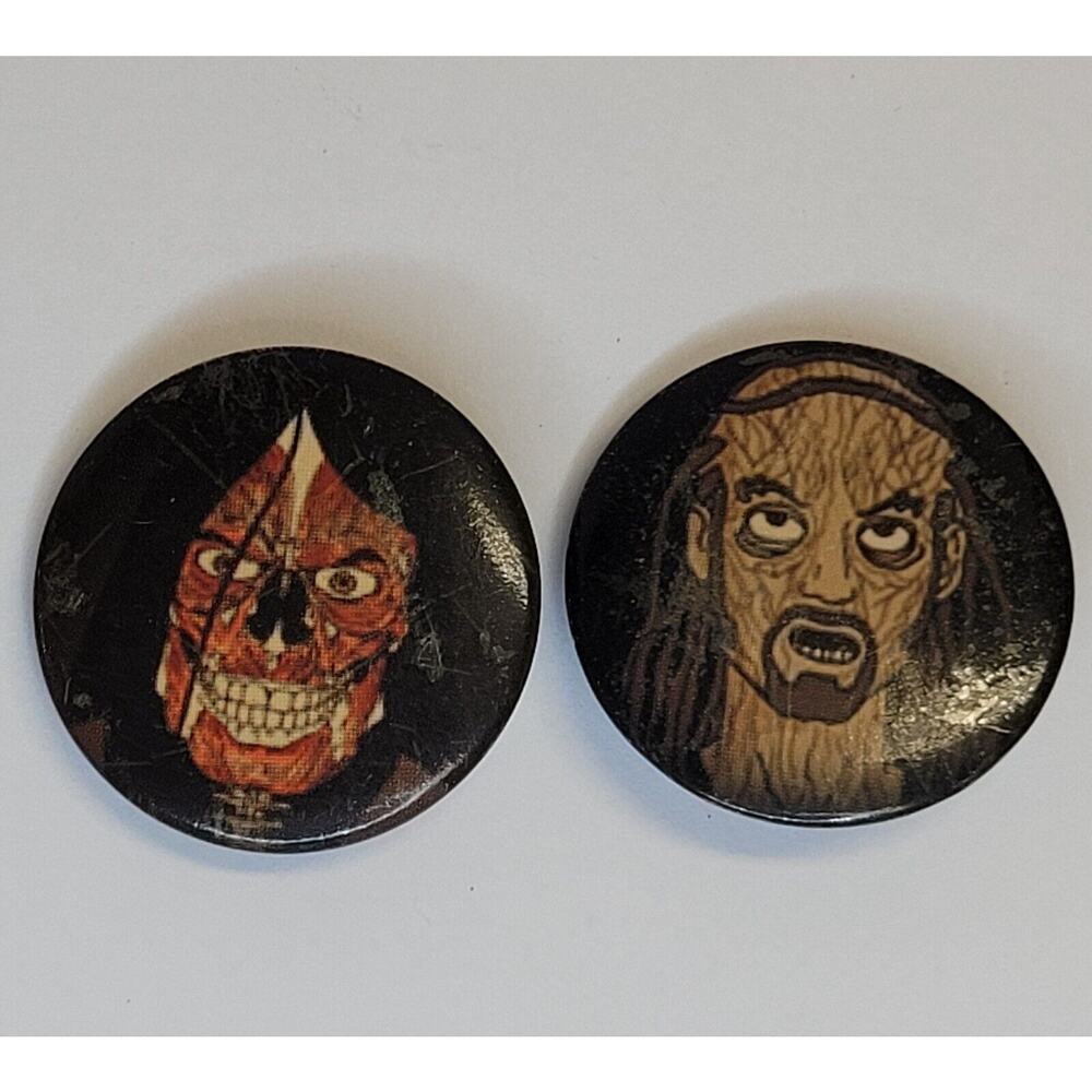 Vintage Rare 2007 Cartoon Network Hairy Man & Flesh Skeleton Pin Button Badges